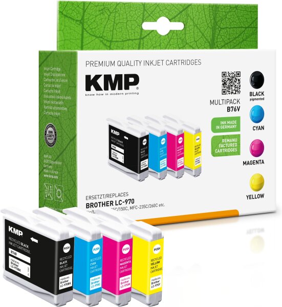 KMP Multipack B76V schwarz, cyan, magenta, gelb Tintenpatronen ersetzen Brother LC-970VALBP