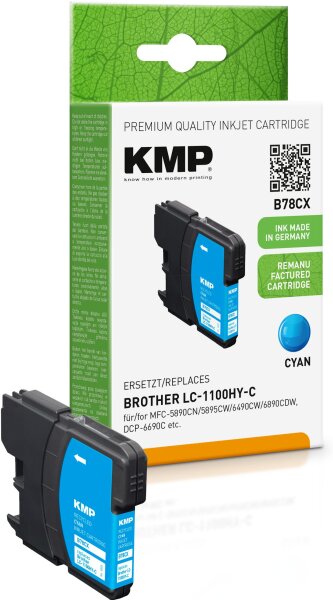 KMP B78CX cyan Tintenpatrone ersetzt Brother LC-1100HYC