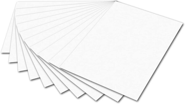 folia 6100 - Fotokarton Weiß, 50 x 70 cm, 300 g/qm, 10 Bogen - zum Basteln und kreativen Gestalten von Karten, Fensterbildern und für Scrapbooking