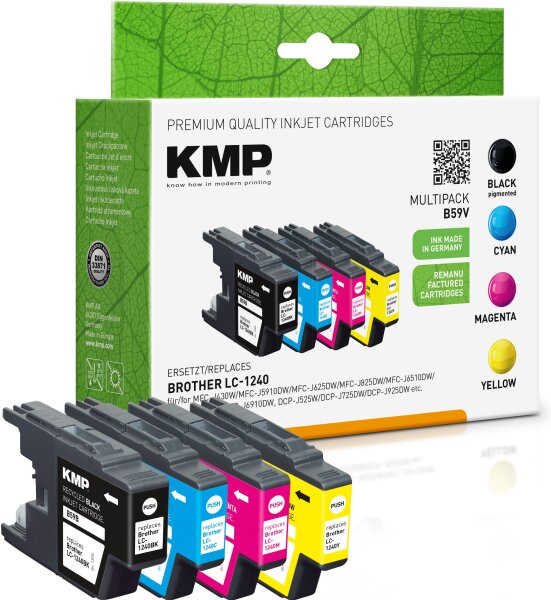 KMP Multipack B59V schwarz, cyan, magenta, gelb Tintenpatronen ersetzen Brother LC-1240VALBP