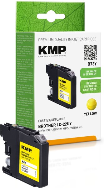 KMP B73Y gelb Tintenpatrone ersetzt Brother LC-22UY