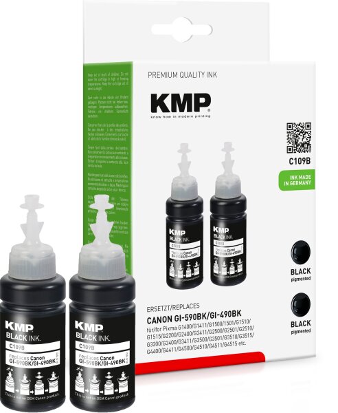 KMP C109B schwarz Tintenpatrone ersetzt Canon GI-590BK (1603C001)