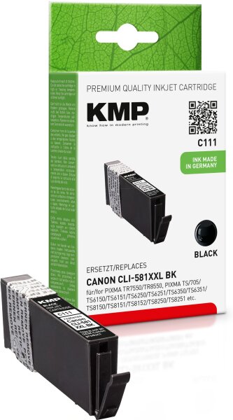 KMP C111 schwarz Tintenpatrone ersetzt Canon PGI-581XXL BK (1998C001)