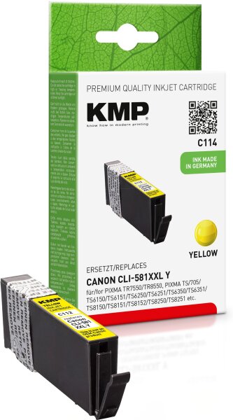 KMP C114 gelb Tintenpatrone ersetzt Canon PGI-581XXL Y (1997C001)