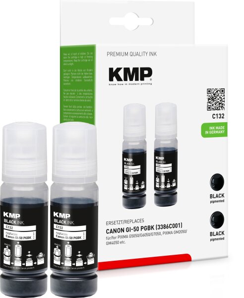 KMP C132 schwarz Tintenpatrone ersetzt Canon GI-50PGBK (3386C001)