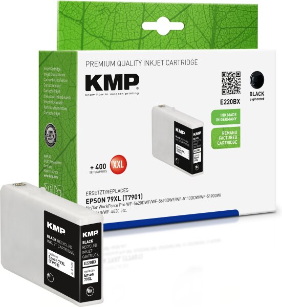 KMP E220BX schwarz Tintenpatrone ersetzt Epson WorkForce 79XL (T7901)