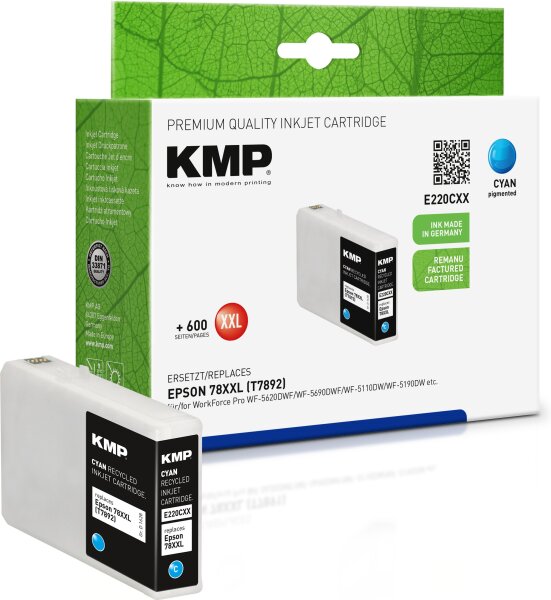 KMP E220CXX cyan Tintenpatrone ersetzt Epson WorkForce 78XXL (T7892)