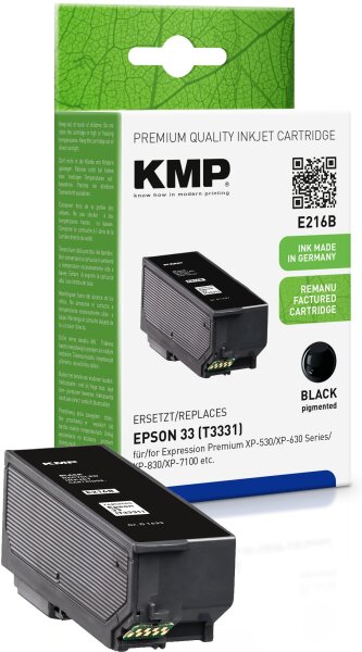 KMP E216B schwarz Tintenpatrone ersetzt Epson Expression Premium 33 (T3331)