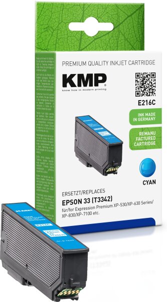 KMP E216C cyan Tintenpatrone ersetzt Epson Expression Premium 33 (T3342)