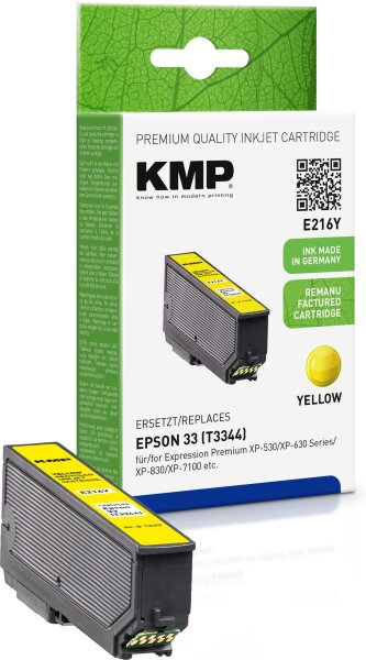 KMP E216Y gelb Tintenpatrone ersetzt Epson Expression Premium 33 (T3344)