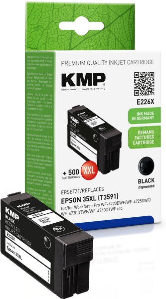 KMP E226X schwarz Tintenpatrone ersetzt Epson WorkForce 35XL (T3591)