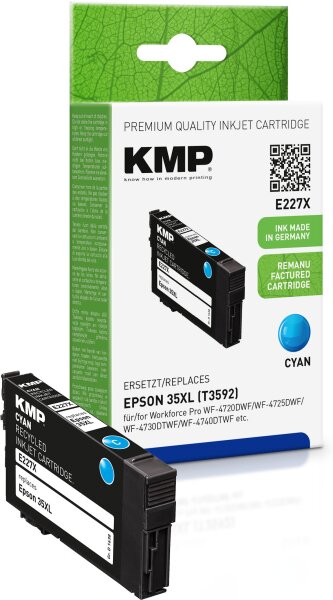 KMP E227X cyan Tintenpatrone ersetzt Epson WorkForce 35XL (T3592)
