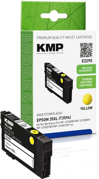KMP E229X gelb Tintenpatrone ersetzt Epson WorkForce 35XL (T3594)