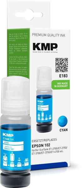 KMP E183 cyan Tintenpatrone ersetzt Epson EcoTank 102 (T03R2)