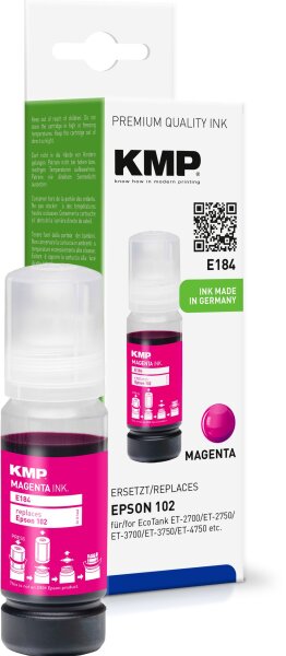 KMP E184 magenta Tintenpatrone ersetzt Epson EcoTank 102 (T03R3)