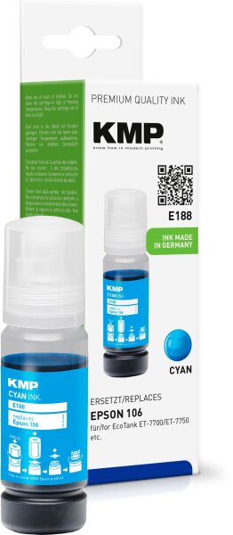 KMP E188 cyan Tintenpatrone ersetzt Epson EcoTank 106 (T00R2)
