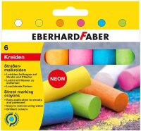 Eberhard Faber 526505 - Straßen-Malkreiden in 6 leuchtenden Neon-Farben, im Kartonetui, Kreide für bunten Mal-Spaß auf Asphalt, Straßen und Gehwegen