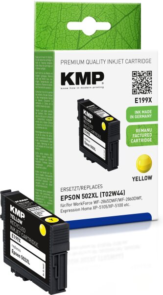 KMP E199X gelb Tintenpatrone ersetzt Epson WorkForce 502XL (T02W44)