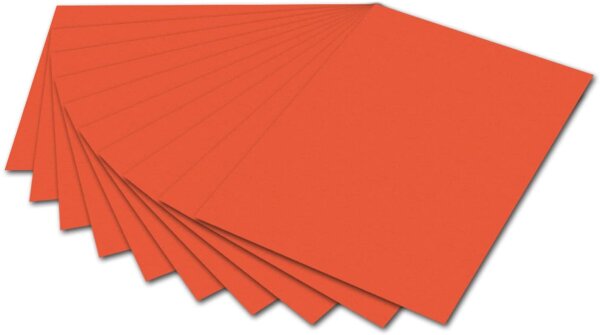 folia 6140 - Fotokarton Orange, 50 x 70 cm, 300 g/qm, 10 Bogen - zum Basteln und kreativen Gestalten von Karten, Fensterbildern und für Scrapbooking