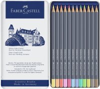 Faber-Castell 114622 - Aquarellstift Aqua Goldfaber, 3,3 mm Mine, 12 Pastellfarben im Metalletu