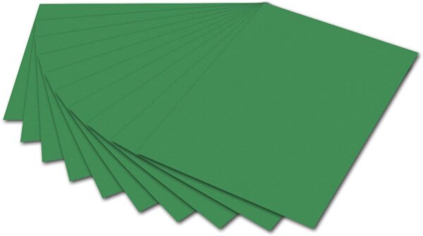 folia 6153 - Fotokarton Moosgrün, 50 x 70 cm, 300 g/qm, 10 Bogen - zum Basteln und kreativen Gestalten von Karten, Fensterbildern und für Scrapbooking