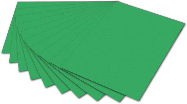 folia 6154 - Fotokarton Smaragdgrün, 50 x 70 cm, 300 g/qm, 10 Bogen - zum Basteln und kreativen Gestalten von Karten, Fensterbildern und für Scrapbooking