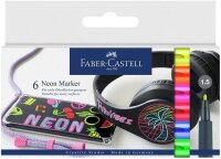 Faber-Castell Neon Marker, Textmarker, 6 Farben