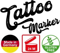 Eberhard Faber 559502 - Tattoostifte Set Beach mit 4 Markern in unterschiedlichen Farben und 4 Schablonen, im Etui, abwaschbar, dermatologisch getestet, zur kreativen Gestaltung der Haut