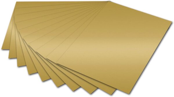 folia 6166 - Fotokarton Gold glänzend, 50 x 70 cm, 300 g/qm, 10 Bogen - zum Basteln und kreativen Gestalten von Karten, Fensterbildern und für Scrapbooking