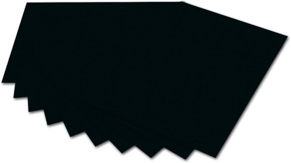 folia 6190 - Fotokarton Schwarz, 50 x 70 cm, 300 g/qm, 10 Bogen - zum Basteln und kreativen Gestalten von Karten, Fensterbildern und für Scrapbooking