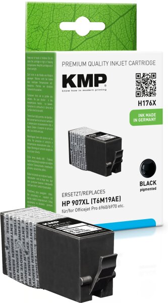 KMP H176X schwarz Tintenpatrone ersetzt HP OfficeJet Pro HP 907XL (T6M19AE)