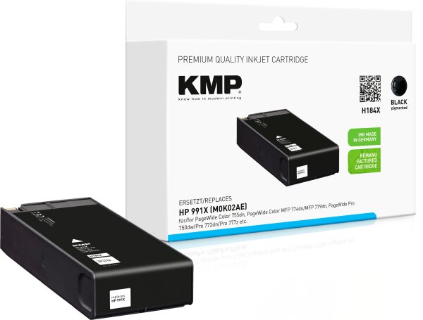 KMP H184X schwarz Tintenpatrone ersetzt HP Page Wide Color HP 991X (M0K02AE)