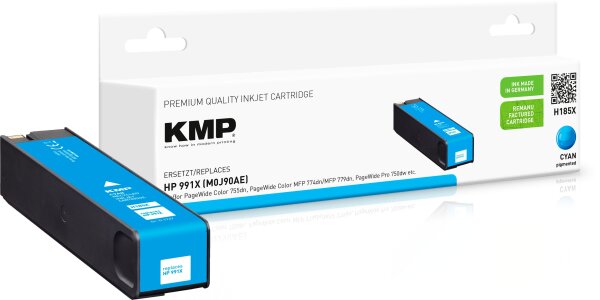 KMP H185X cyan Tintenpatrone ersetzt HP Page Wide Color HP 991X (M0J90AE)