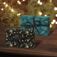 Clairefontaine 223889C - Set Tiny Rolls mit 2 Rollen Geschenkpapier 5x0,35m + 1 Rolle Geschenkband + Geschenketiketten, Kraftpapier, schwarz/blau