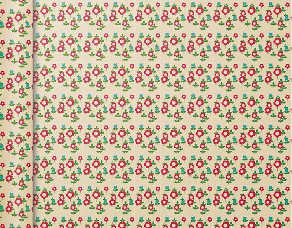 Clairefontaine 223866C - Rolle Geschenkpapier Excellia Tiny Rolls, 5m x 35 cm, 80g, 1 Rolle, Blumen Rot