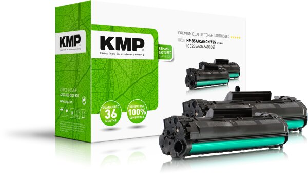 KMP Doublepack H-T154D schwarz Tonerkartusche ersetzt HP LaserJet Pro HP 85A (CE285A) / Canon 725 (3484B002)