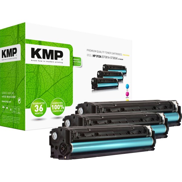 KMP Multipack H-189CMY cyan, magenta, gelb Tonerkartusche ersetzt HP Color LaserJet Pro HP 312A (CF440AM)