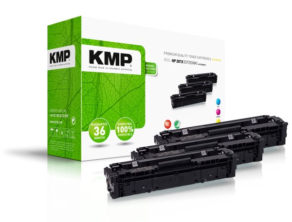 KMP Multipack H-T215VX cyan, magenta, gelb Tonerkartusche ersetzt HP Color LaserJet Pro (CF253XM)