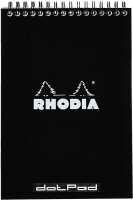 Rhodia 165039C Notizblock (mit Doppelspirale, DIN A5, Dot Lineatur, 80 g, 14,8 x 21 cm, 80 Blatt) 1 Stück schwarz