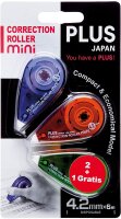Plus Japan Korrekturroller Mini - 4,2 mm x 6 m, 2 Stück + 1 Stück gratis