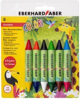 Eberhard Faber 524098 - Colori Duo Wachsmalkreiden in 12 Farben, EIN Kreide-Stift mit Zwei Minenfarben, 6 wasserfeste Wachsmaler mit weichem, intensiven Farbabstrich, für kreativen Mal-Spaß
