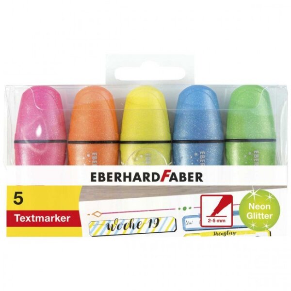 Eberhard Faber Textmarker Mini Highlighter Glitter Neon 5 Farben
