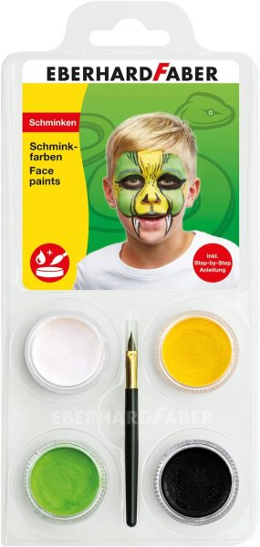 Eberhard Faber 579026 - Schminkfarben-Set Schlange mit 4 Farben, Pinsel und Anleitung, wasserlöslich, schnell trocknend, Schmink-Set für Kinder zum Bemalen von Gesichtern