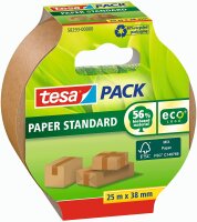 GP: 0,12 EUR/m tesa PACK Standard-Umweltschonendes Paketband aus Papier, 56% biobasiertes Material, Paper, braun, 25m x 38mm