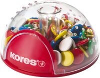 Kores Reißzwecke Office Bubble, Spender mit 100 bunten Stück, rot/transparent