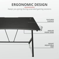 Trust Gaming Tisch - GXT 711 Dominus Ergonomischer Gaming Schreibtisch mit Kabelmanagementsystem, Headset- und Getränkehalter