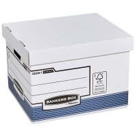 Fellowes R-Kive Prima Standard Archivbox mit automatischem FastFold Aufbau, 10 Stück, weiß/blau