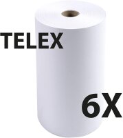 Exacompta 52131E 6er Pack Telex Rollen, 1-lagig Offset(holzfrei) standard, ideal für Telex, 60g/m², Breite: 210mm, Durchmesser Kern 25mm, Länge 121m extra-weiß