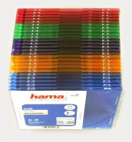 Hama CD-ROM Slim Box (platzsparend, auch für DVD und Blu-ray geeignet, fünf verschiedene Farben) 25er Pack