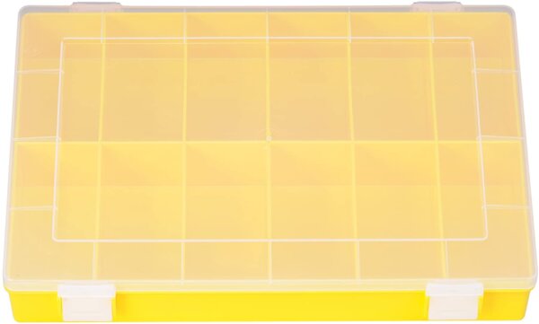 hünersdorff 611800 Sortimentskasten: stabile Sortierbox (PP-Classic) mit fester Fachaufteilung (12 Fächer), Sortierkasten-Maße: T225 x B335 x Hxx 55, Made in Germany, Gelb
